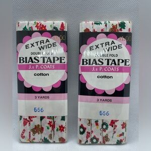Vintage Christmas Pattern Trim Bias Tape Extra Wide Vintage J&P Coats New 2 Pack